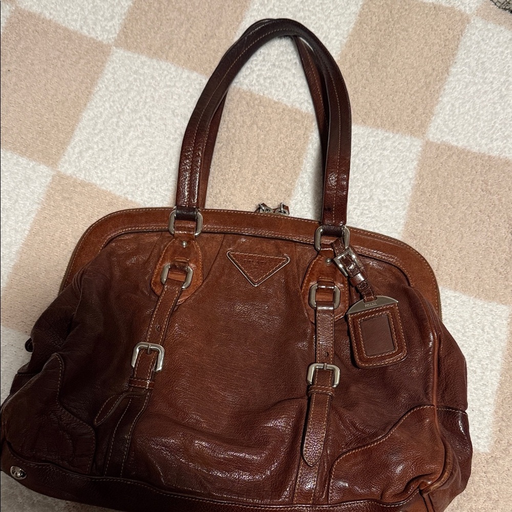 Prada Rich Brown Leather Shoulder Bag